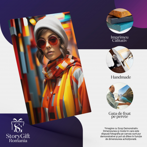 Tablou Canvas: Fotografie moderna in culori stridente , Ochelari, Design vestimentar,costum colorat ,  Pictura Digitala 40x25CM [1]