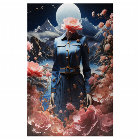 Tablou Canvas - Fotografie Stil Pictură cu Flori în Loc de Cap, Marime 40x25CM