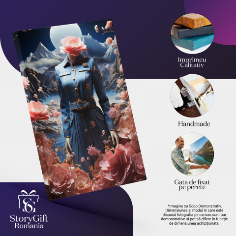 Tablou Canvas - Fotografie Stil Pictură cu Flori în Loc de Cap, Marime 40x25CM [1]