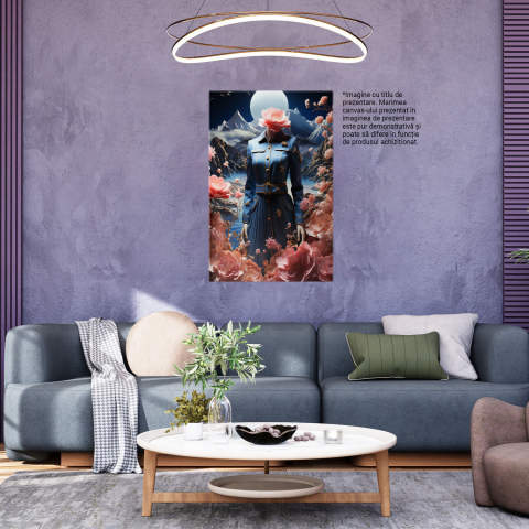 Tablou Canvas - Fotografie Stil Pictură cu Flori în Loc de Cap, Marime 40x25CM [3]