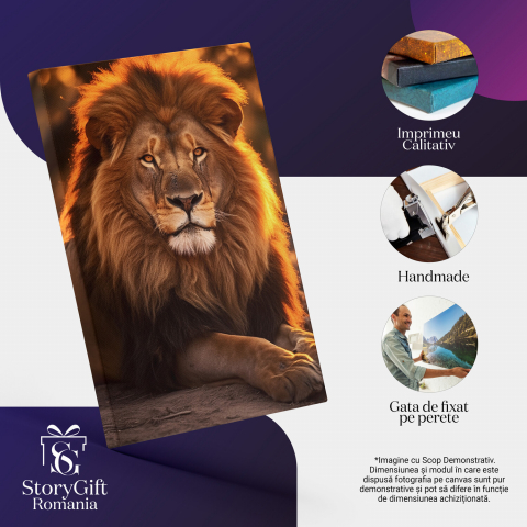 Tablou Canvas Leu Relaxat - Regele Junglei | Pictură Digitală, Marime 40x25CM [1]