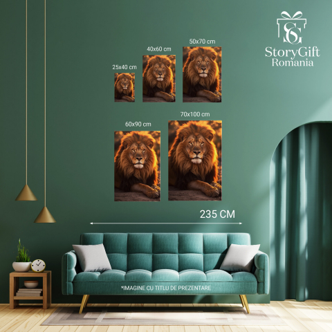 Tablou Canvas Leu Relaxat - Regele Junglei | Pictură Digitală, Marime 40x25CM [2]