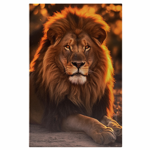 Tablou Canvas Leu Relaxat - Regele Junglei | Pictură Digitală, Marime 40x25CM