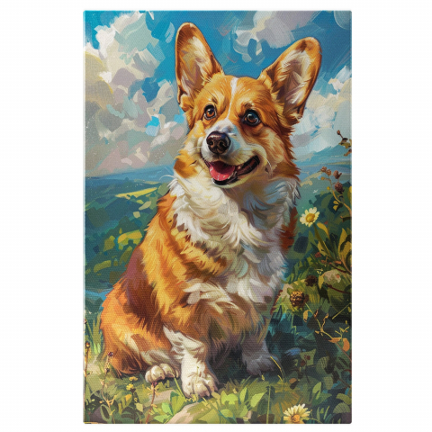 Animale - Cățeluș Fericit cu Ochii Mari în Aer Liber - Tablou Canvas, Marime 40x25CM