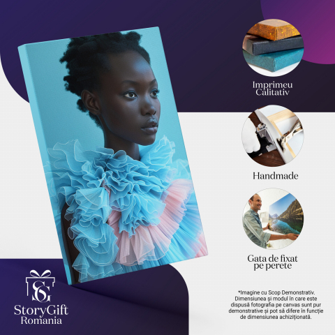 Frumusețea Diversității - Contrastul dintre Culoarea Pielii și Rochia Stufoasă, Marime 40x25CM [1]