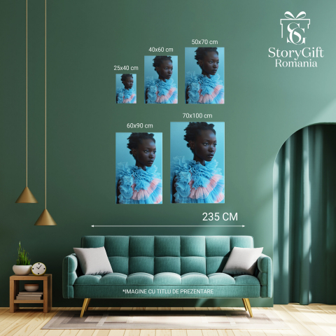 Frumusețea Diversității - Contrastul dintre Culoarea Pielii și Rochia Stufoasă, Marime 40x25CM [3]