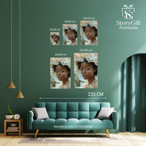 Frumusețea Fetei cu Cupolă Imensă de Flori - Pictură Digitală, Marime 40x25CM [3]