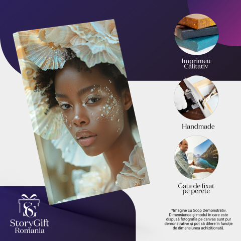 Frumusețea Fetei cu Cupolă Imensă de Flori - Pictură Digitală, Marime 40x25CM [1]