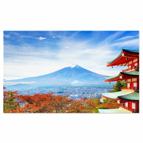 Peisaj - Tablou Canvas: Frumusețea Pagodei Arakura – Landmark din Fujiyoshida, Marime 40x25CM