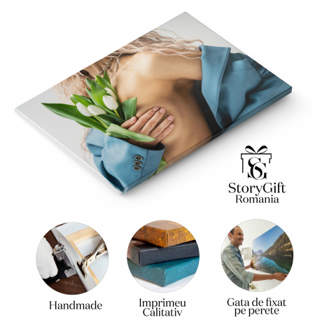 Frumusețea Primăverii în Esență Feminină: Glamour și Flori, Marime 40x25CM [1]