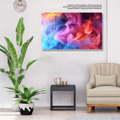 Tablou Canvas: Fum în lumină colorată - Fum dens colorat cu albastru și roșu 40x25CM [2]