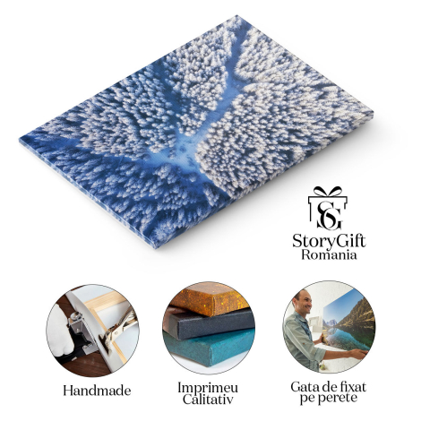 Tablou Canvas Fundal de Iarna cu Padurea Vazuta de Sus, iarna, padure, natura, zapada, fundal 5159 40x25CM [1]