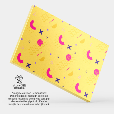 Tablou canvas galben cu forme geometrice, stele, puncte, cerc, multicolor 40x25CM [3]