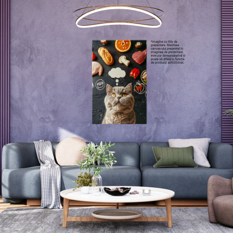 Tablou Canvas Gândurile Gastronomice ale Motanului British Shorthair - Fericirea Papilelor, Marime 40x25CM [2]