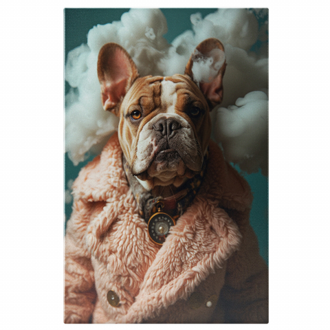 Câini - Gardianul Galant - Tablou Canvas cu Capul în Nori și Paza de Onoare a Casei, Marime 40x25CM