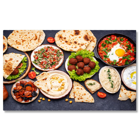 Mâncare - Tablou Canvas Gastronomie Evreiasca, Libaneza si Orientala in 2021 tabbouleh, tsimes si Shakshuka  arome si Bucurii Culinare 40x25CM