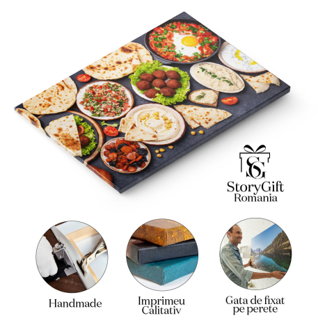 Tablou Canvas Gastronomie Evreiasca, Libaneza si Orientala in 2021 tabbouleh, tsimes si Shakshuka  arome si Bucurii Culinare 40x25CM [1]