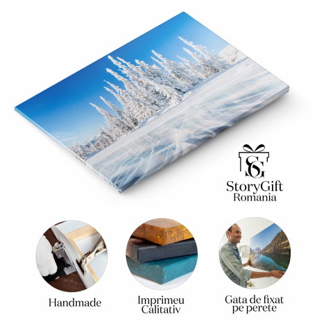 Gheață Albastră și Crăpături pe Suprafața Gheții Înghețate – Tablou Canvas, Marime 40x25CM [1]