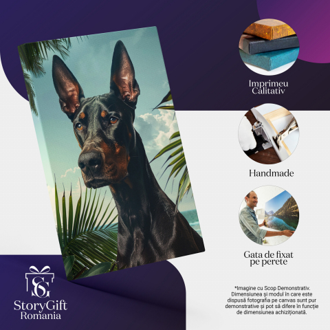 Gigantul Câine Negru cu Urechile Ciulite - Pictură Digitală, Marime 40x25CM [1]