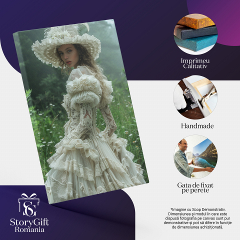 Fata Gingășă în Câmpul cu Vegetație - Pictură Digitală, Marime 40x25CM [1]