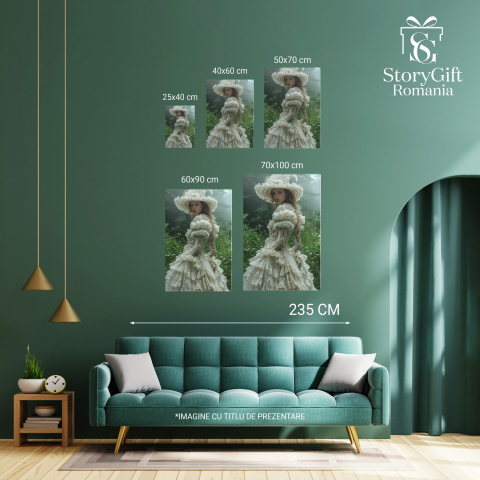 Fata Gingășă în Câmpul cu Vegetație - Pictură Digitală, Marime 40x25CM [3]