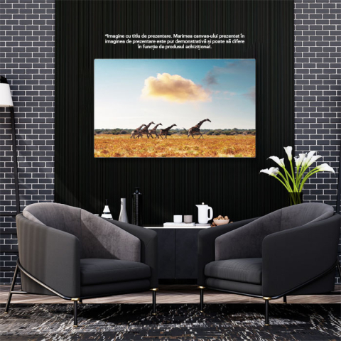 Tablou Canvas Girafa in Iarba Uscata a Savannah-ului African, giraffe, natura, peisaj, Africa 2143 40x25CM [2]