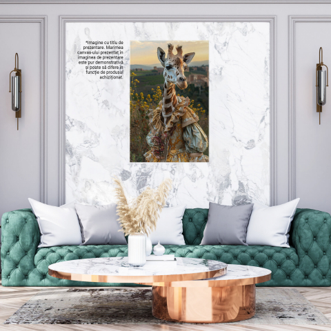 Girafa Tânără în Rochie Medievală în Câmpul cu Flori Sălbatice - Pictură Digitală, Marime 40x25CM [2]