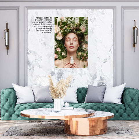 Fată Naturistă Prezentând Produse din Plante – Pictură Digitală Florală, Marime 40x25CM [2]