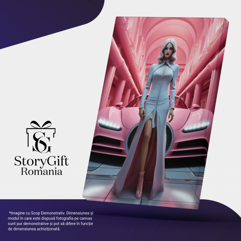 Tablou Canvas - Glamour și Adrenalină - O Prezență Strălucitoare în Fața Bolidului de Lux, Marime 40x25CM [3]