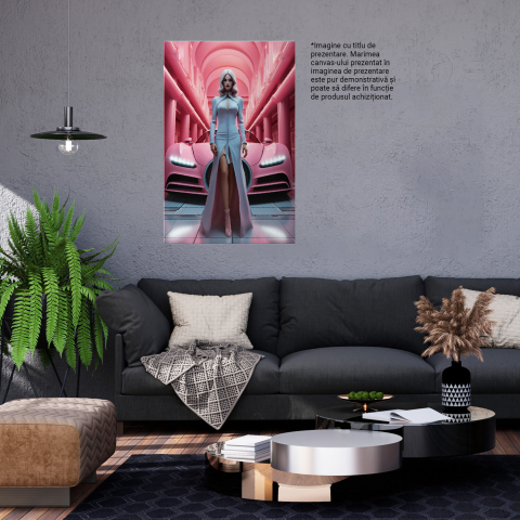 Tablou Canvas - Glamour și Adrenalină - O Prezență Strălucitoare în Fața Bolidului de Lux, Marime 40x25CM [2]