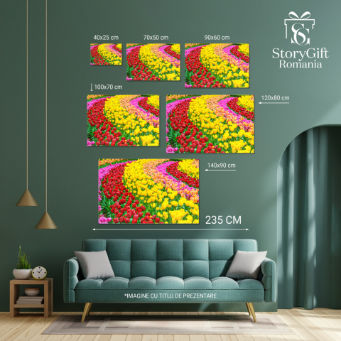 Tablou Canvas Gradina de Lalele in Primavara, fundal, natura, floare, primavara, peisaj 90x60CM [4]