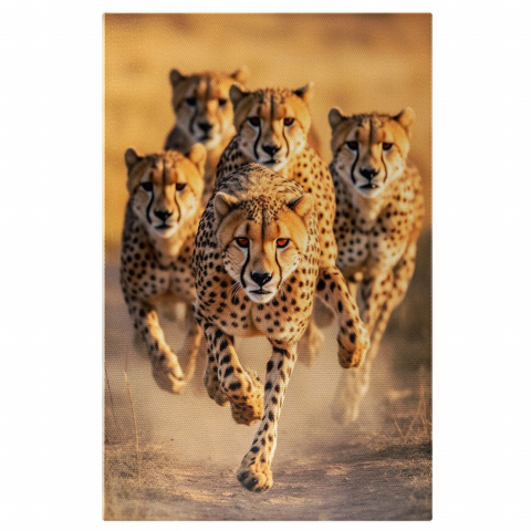 Grup de Gheparzi care Aleargă - Viteza Sălbatică - Pictură Digitală, Marime 40x25CM