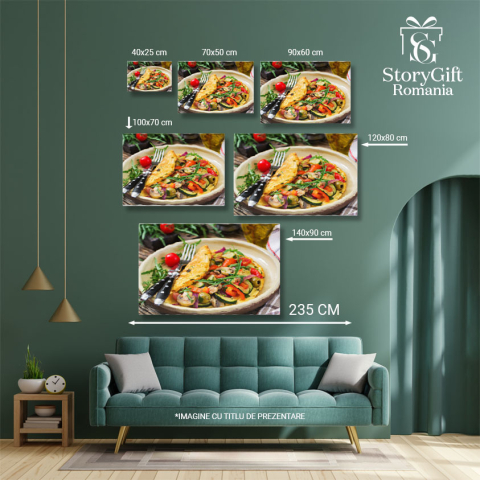 Tablou Canvas Gustare Sanatoasa - O placere culinara cu legume proaspete si oua 40x25CM [4]