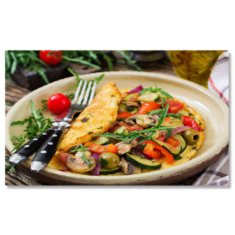 Mâncare - Tablou Canvas Gustare Sanatoasa - O placere culinara cu legume proaspete si oua 40x25CM