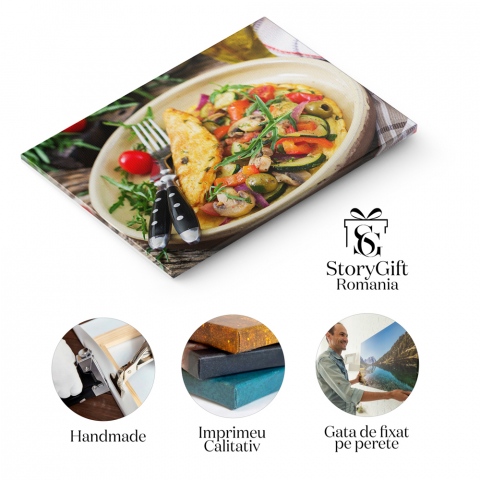 Tablou Canvas Gustare Sanatoasa - O placere culinara cu legume proaspete si oua 40x25CM [4]