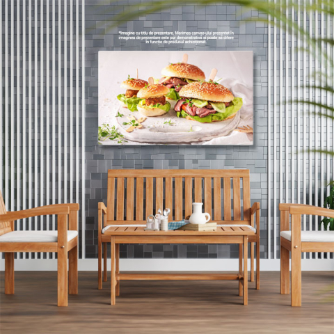 Tablou Canvas Hamburger Gustos, sandwich, burger, carne de vita, chifla, rosie 4437 40x25CM [2]