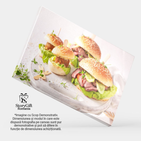 Tablou Canvas Hamburger Gustos, sandwich, burger, carne de vita, chifla, rosie 4437 40x25CM [3]
