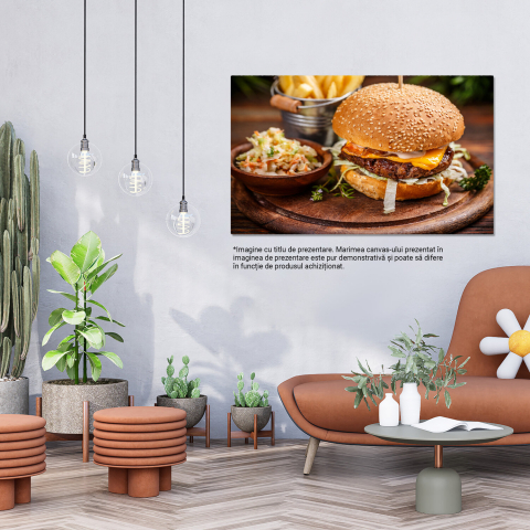 Hamburger Rustic cu Cartofi Praji: Gustos, Beef Proaspăt și Arome Delicioase, Marime 40x25CM [2]
