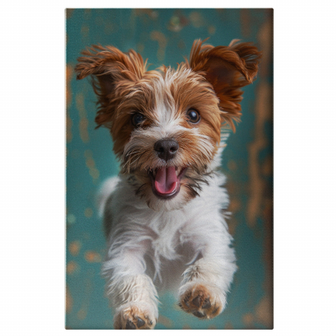 Cățel Fericit cu Ochii Căprui și Nasul Mic - Pictură Digitală, Marime 40x25CM