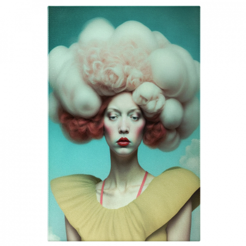 Marimea 40x25CM - Tablou Canvas, High-end Portret Fata cu Peruca Galbena, Par scurt, Concept Imaginar, Fanart, Modern, Contemporan, High End, Arta si Pictura Digitala, 25x40 cm, Multicolor