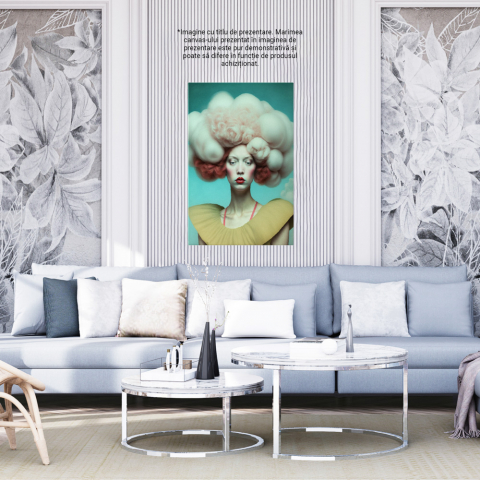 Tablou Canvas, High-end Portret Fata cu Peruca Galbena, Par scurt, Concept Imaginar, Fanart, Modern, Contemporan, High End, Arta si Pictura Digitala, 25x40 cm, Multicolor [2]