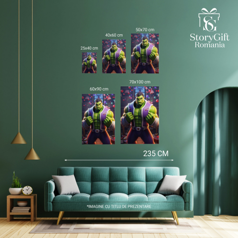 Hulk - Fiinta Verde cu Vesta Mov - Pictură Digitală, Marime 40x25CM [2]