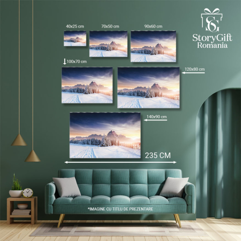 Tablou Canvas - Iarna in Muntii impaduriti - Drumuri Albe si Zapada in Toata Regula 40x25CM [4]
