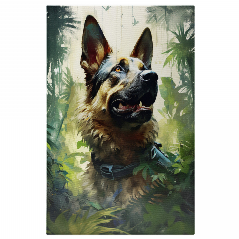 Tablou Canvas Câine Lup în Pădure | Pictură Digitală de Căutare, Marime 40x25CM Tablouri Canvas - Tablou Canvas Câine Lup în Pădure | Pictură Digitală de Căutare, Marime 40x25CM