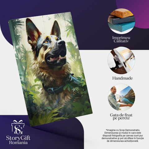 Tablou Canvas Câine Lup în Pădure | Pictură Digitală de Căutare, Marime 40x25CM [1]