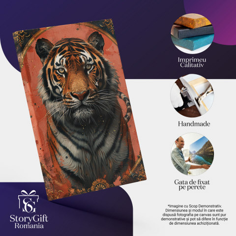 Îmbrățișarea Naturii - Ochii Tigrului care Spune Povesti Vechi, Marime 40x25CM [1]