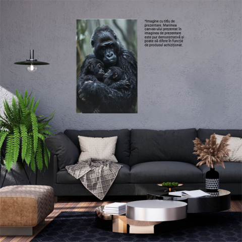 Tablou Canvas În Cercul Vieții Gorila Își Îmbrățișeaă cu Drag Puii Portret Maternal , Pictura Digitala 40x25CM [1]