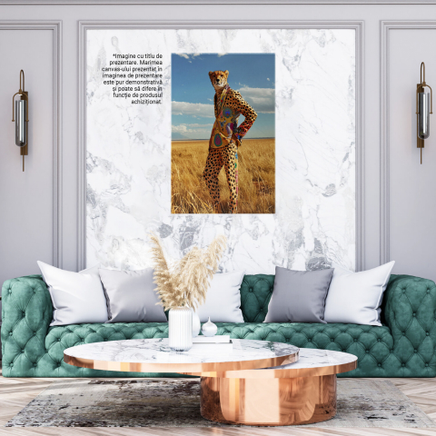 Leopard Elegant în Sacou Galben - Tablou Canvas Digital, Marime 40x25CM [2]