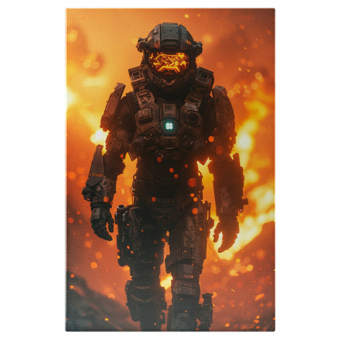 Personaje Desene Animate - Incendiu pe Marte - Astronautul și Reflexia Flăcărilor - Pictură Digitală, Marime 40x25CM