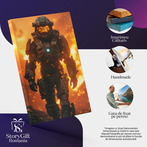 Incendiu pe Marte - Astronautul și Reflexia Flăcărilor - Pictură Digitală, Marime 40x25CM [1]